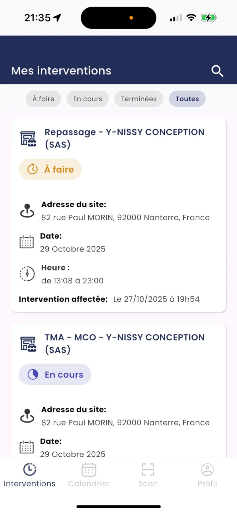 Tableau de bord direction SAAD